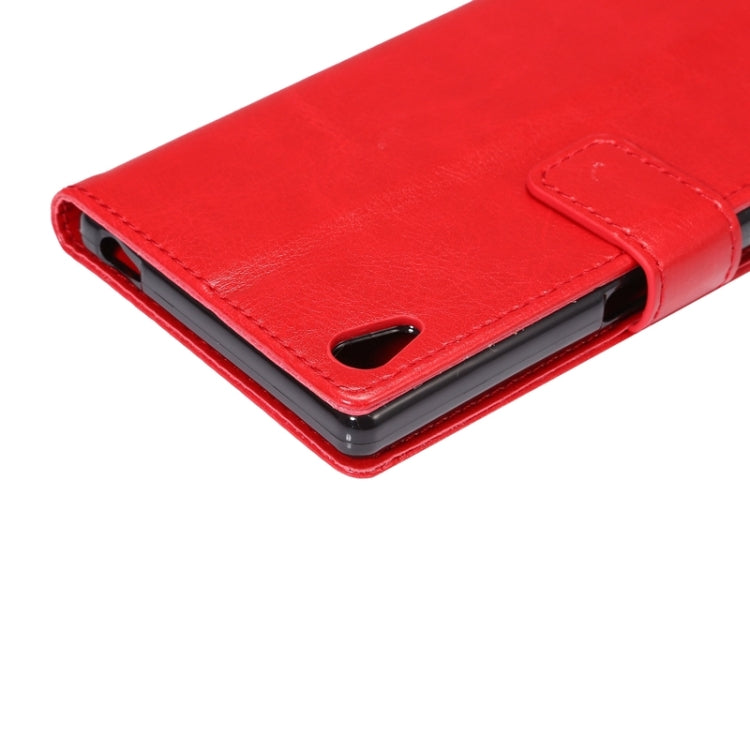 Lambskin Texture Words and Flowers Printing Horizontal Flip Solid Color Leather Case with Holder and Card Slots for Sony Xperia Z5 Premium / Plus