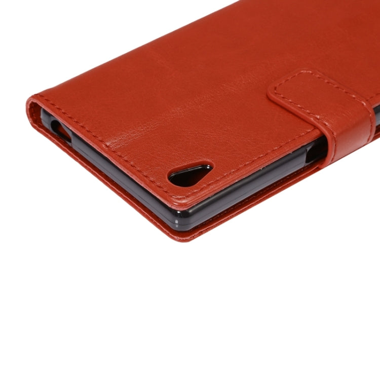 Lambskin Texture Words and Flowers Printing Horizontal Flip Solid Color Leather Case with Holder and Card Slots for Sony Xperia Z5 Premium / Plus