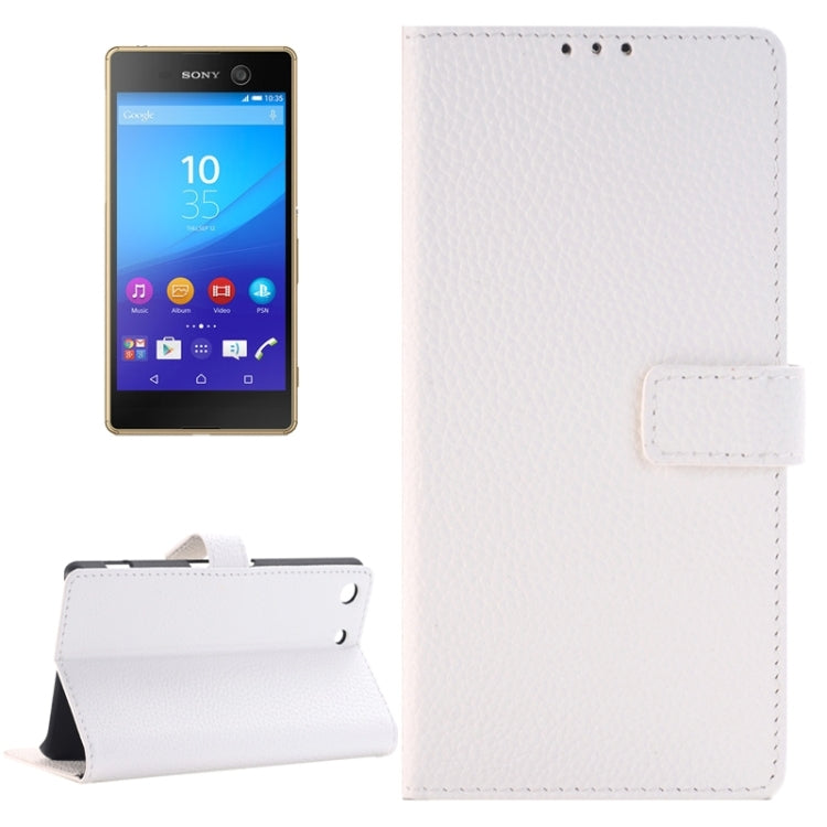 Litchi Texture Horizontal Flip Solid Color Leather Case with Holder & Card Slots & Wallet for Sony Xperia M5