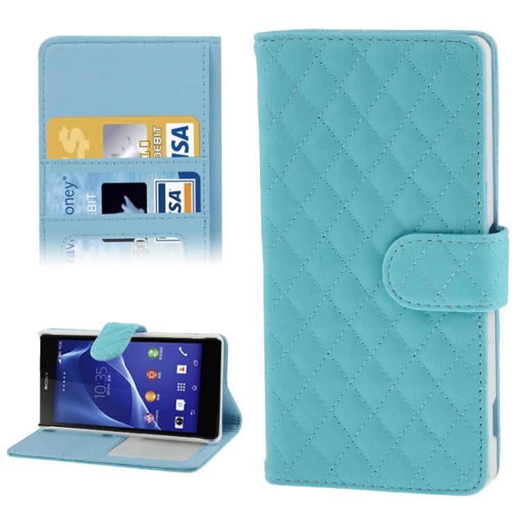 Plaid Texture Leather Case with Credit Card Slot & Holder for Sony Xperia Z2 / L50w