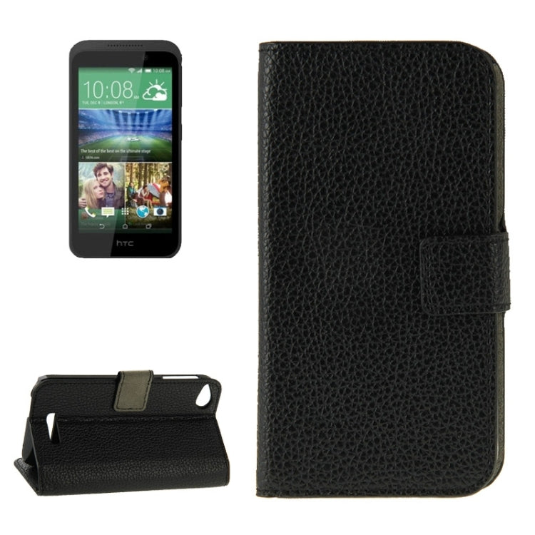 For HTC Desire 320 Litchi Texture Horizontal Flip Solid Color Leather Case with Holder & Card Slots & Wallet