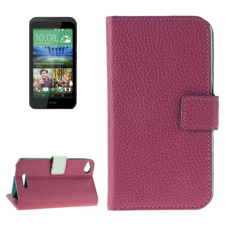 For HTC Desire 320 Litchi Texture Horizontal Flip Solid Color Leather Case with Holder & Card Slots & Wallet