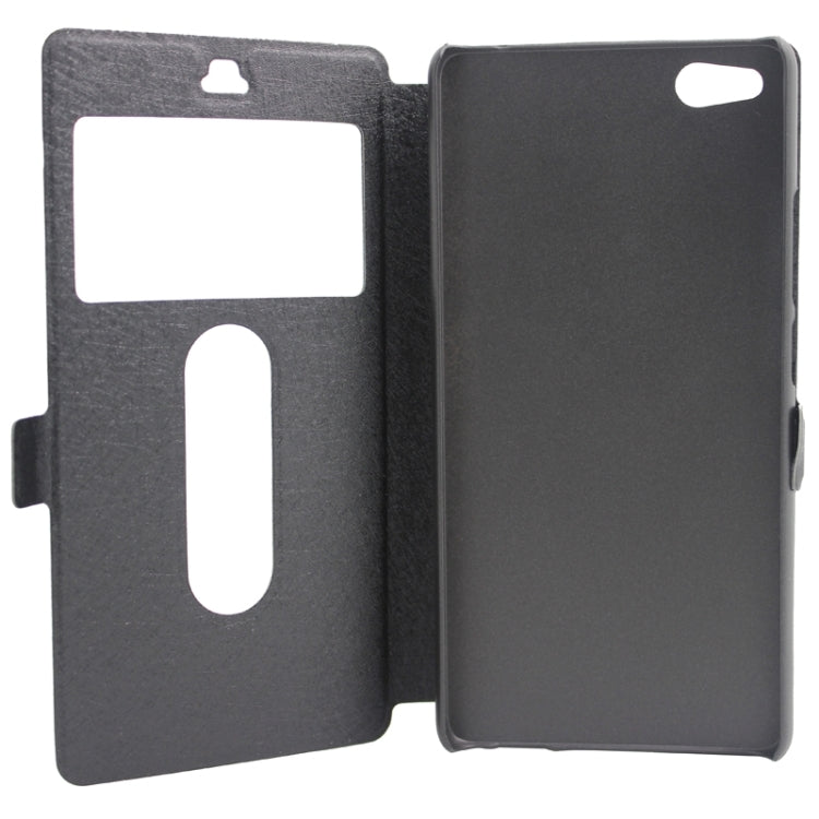 Silk Texture Horizontal Flip Solid Color Leather Case with Call Display ID & Holder for ZTE Nubia Z9 Mini