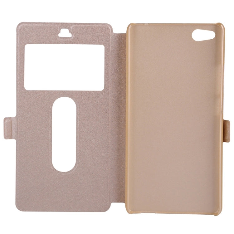 Silk Texture Horizontal Flip Solid Color Leather Case with Call Display ID & Holder for ZTE Nubia Z9 Mini