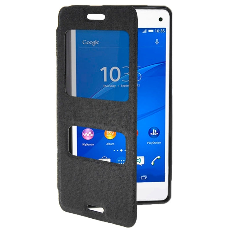 Solid Color Flip Leather Case with Holder & Caller ID Window for Sony Xperia Z3 Compact