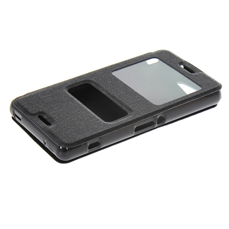 Solid Color Flip Leather Case with Holder & Caller ID Window for Sony Xperia Z3 Compact