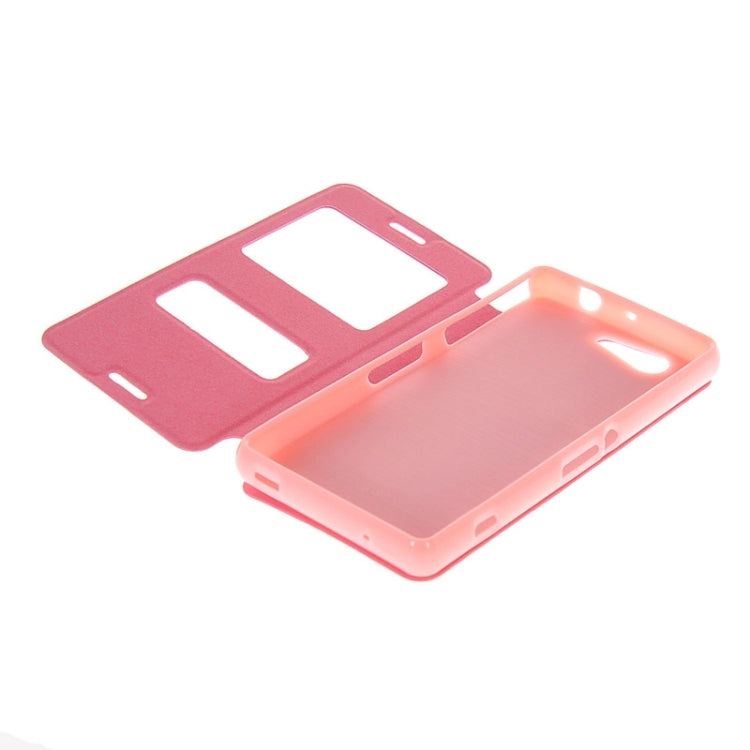 Solid Color Flip Leather Case with Holder & Caller ID Window for Sony Xperia Z3 Compact