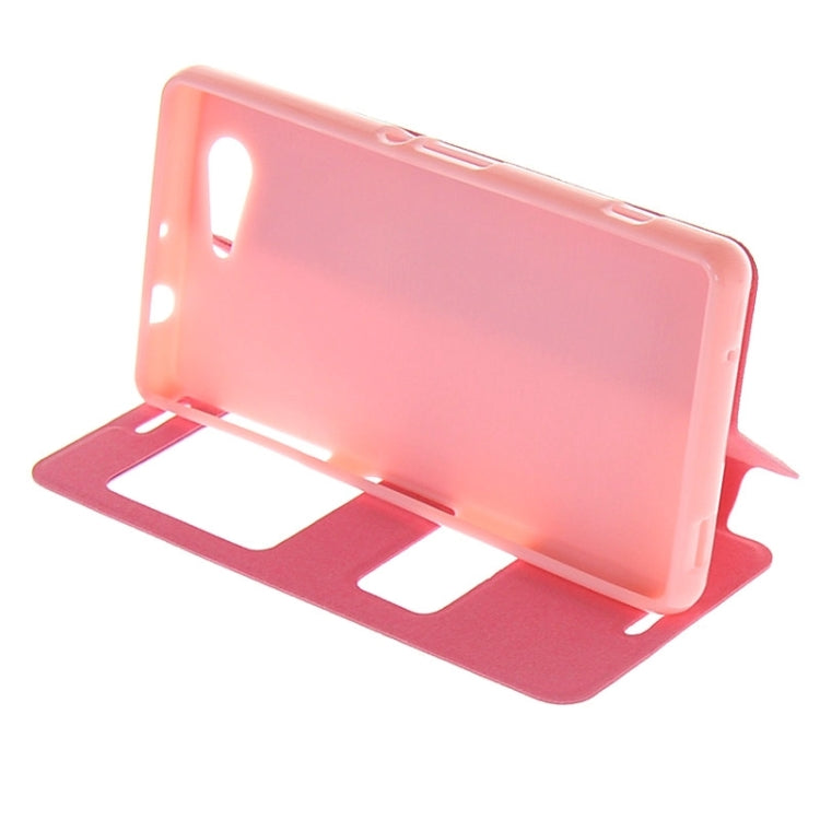 Solid Color Flip Leather Case with Holder & Caller ID Window for Sony Xperia Z3 Compact