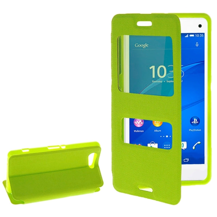 Solid Color Flip Leather Case with Holder & Caller ID Window for Sony Xperia Z3 Compact