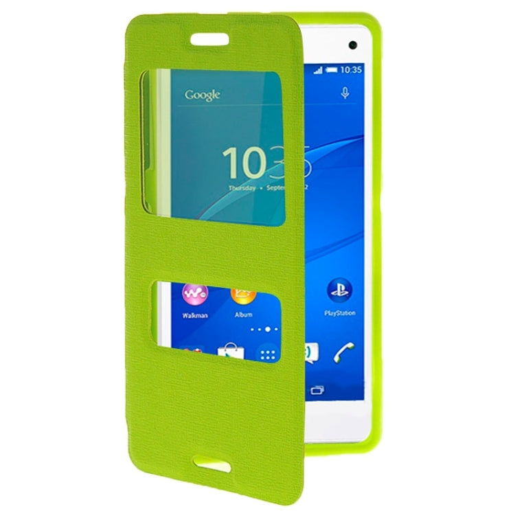 Solid Color Flip Leather Case with Holder & Caller ID Window for Sony Xperia Z3 Compact