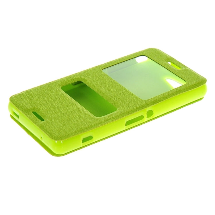 Solid Color Flip Leather Case with Holder & Caller ID Window for Sony Xperia Z3 Compact