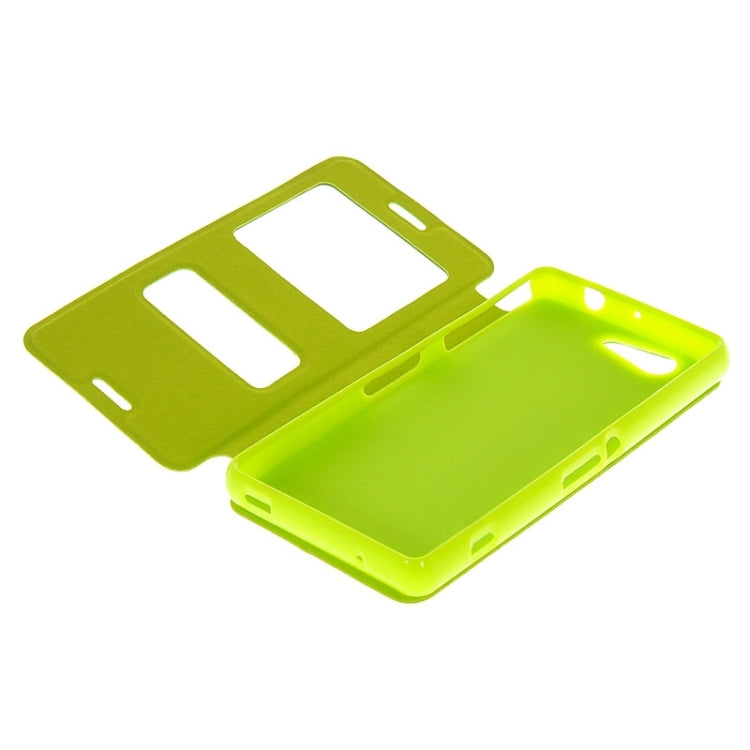 Solid Color Flip Leather Case with Holder & Caller ID Window for Sony Xperia Z3 Compact