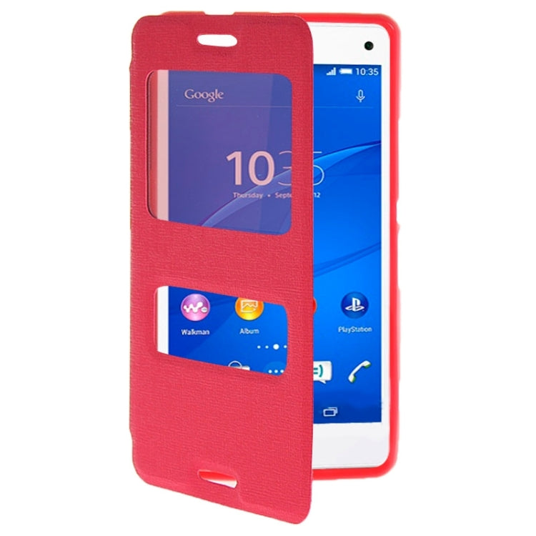 Solid Color Flip Leather Case with Holder & Caller ID Window for Sony Xperia Z3 Compact