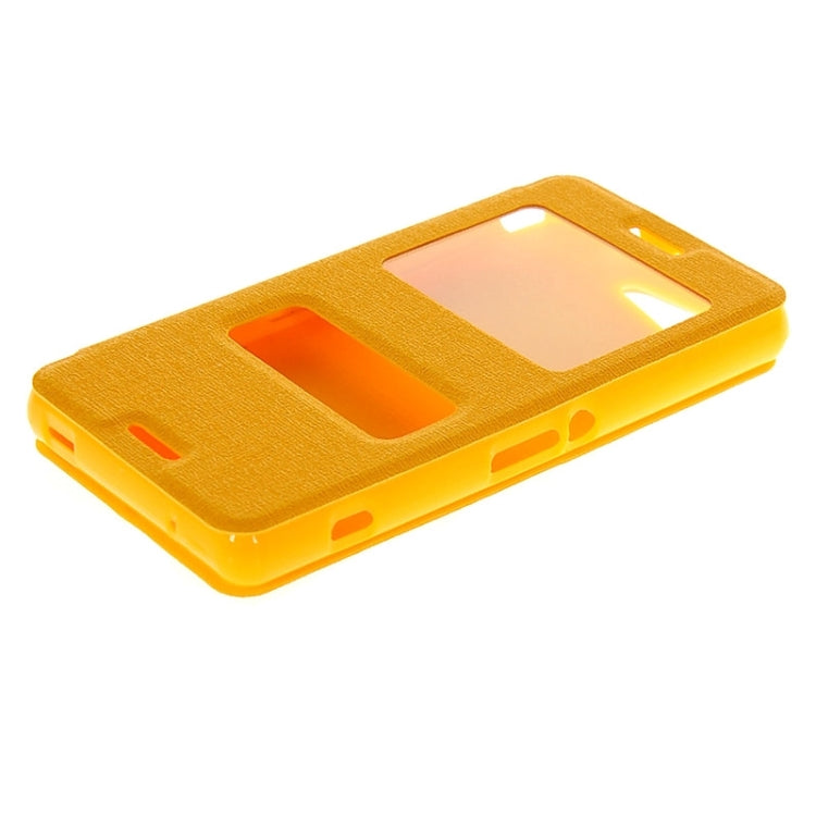 Solid Color Flip Leather Case with Holder & Caller ID Window for Sony Xperia Z3 Compact