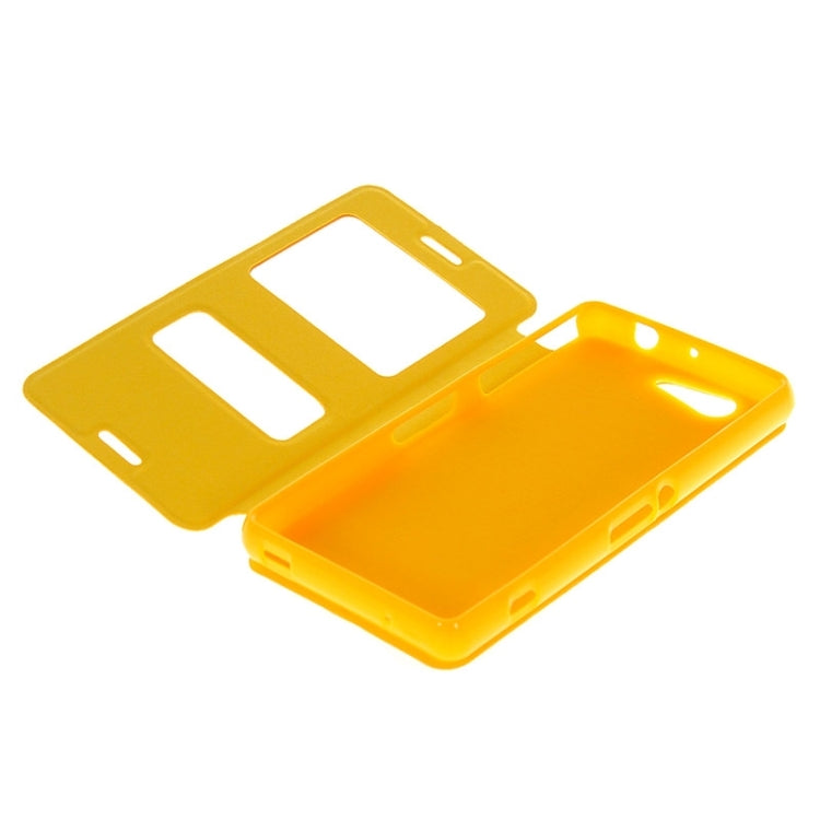 Solid Color Flip Leather Case with Holder & Caller ID Window for Sony Xperia Z3 Compact