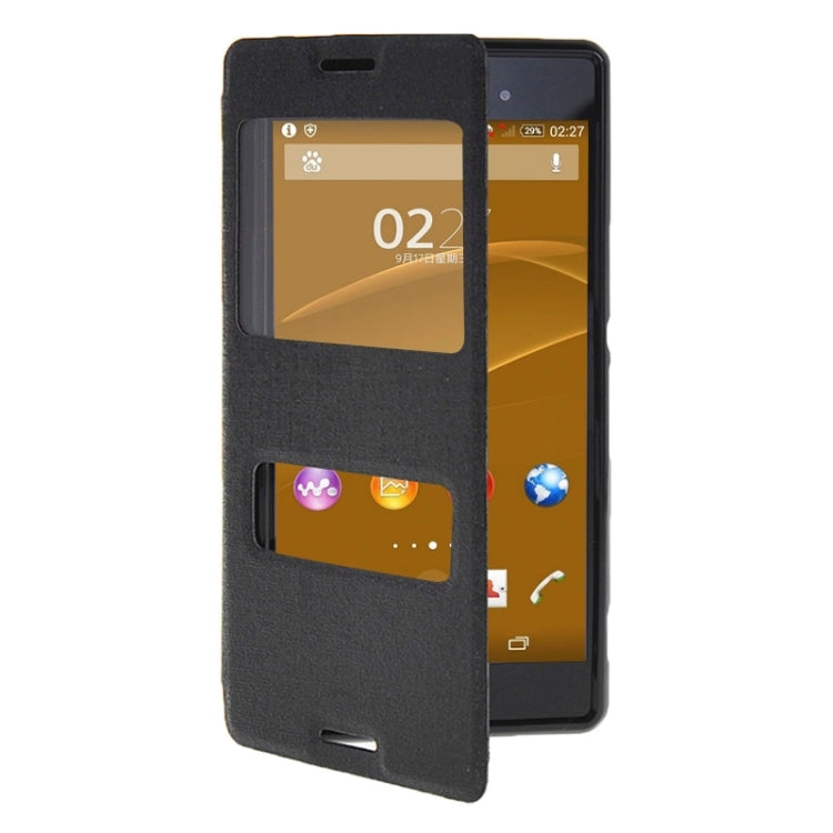 Oracle Texture Flip Leather Case with Holder & Caller ID Window for Sony Xperia Z3