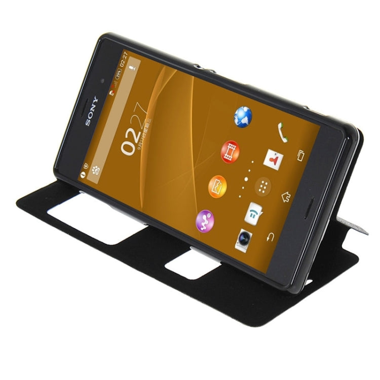 Oracle Texture Flip Leather Case with Holder & Caller ID Window for Sony Xperia Z3