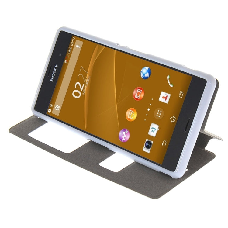 Oracle Texture Flip Leather Case with Holder & Caller ID Window for Sony Xperia Z3