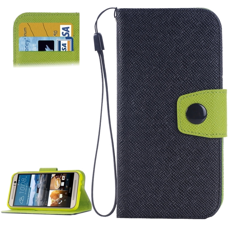 Cross Texture Contrast Color PU Flip Leather Case with Holder & Card Slots & Wallet & Lanyard for HTC One M9