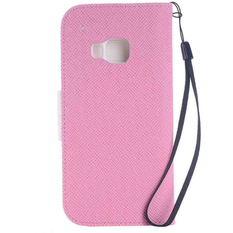 Cross Texture Contrast Color PU Flip Leather Case with Holder & Card Slots & Wallet & Lanyard for HTC One M9