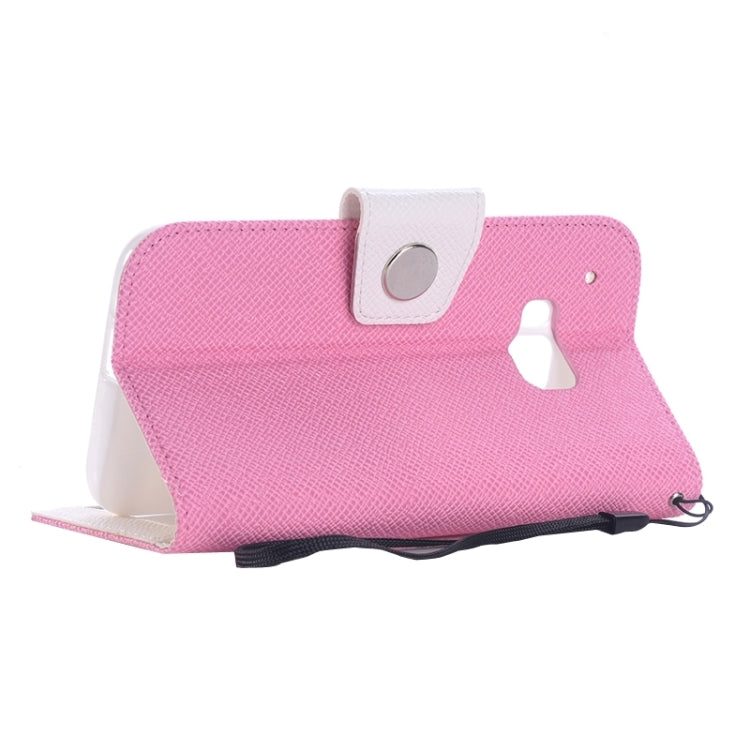 Cross Texture Contrast Color PU Flip Leather Case with Holder & Card Slots & Wallet & Lanyard for HTC One M9