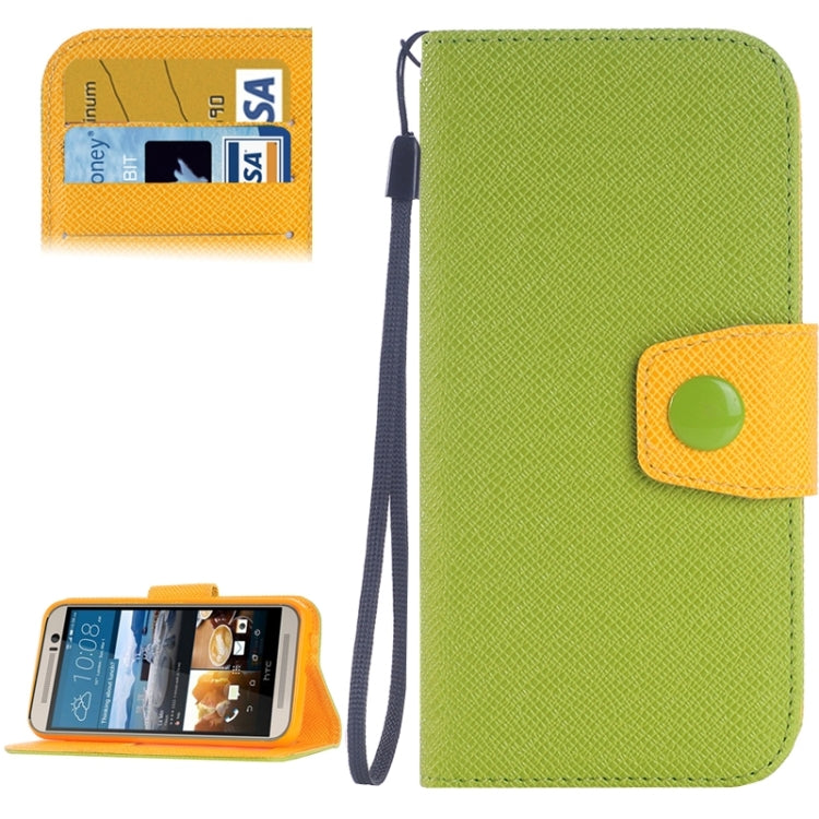 Cross Texture Contrast Color PU Flip Leather Case with Holder & Card Slots & Wallet & Lanyard for HTC One M9