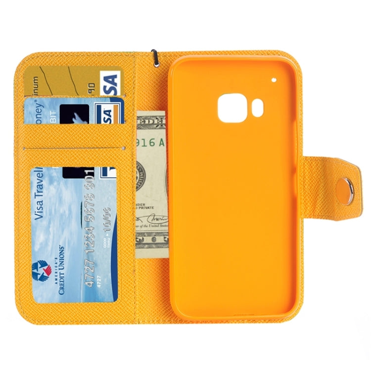 Cross Texture Contrast Color PU Flip Leather Case with Holder & Card Slots & Wallet & Lanyard for HTC One M9