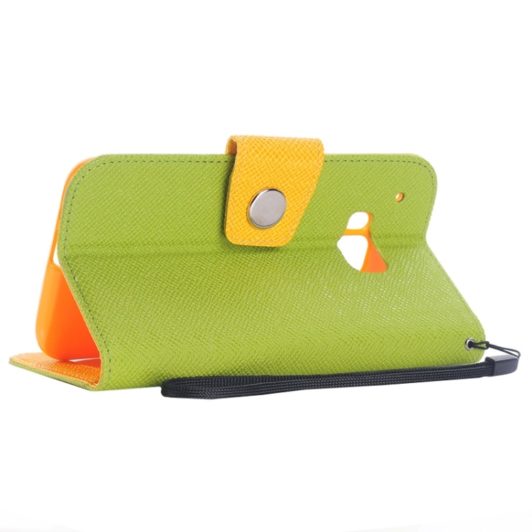 Cross Texture Contrast Color PU Flip Leather Case with Holder & Card Slots & Wallet & Lanyard for HTC One M9