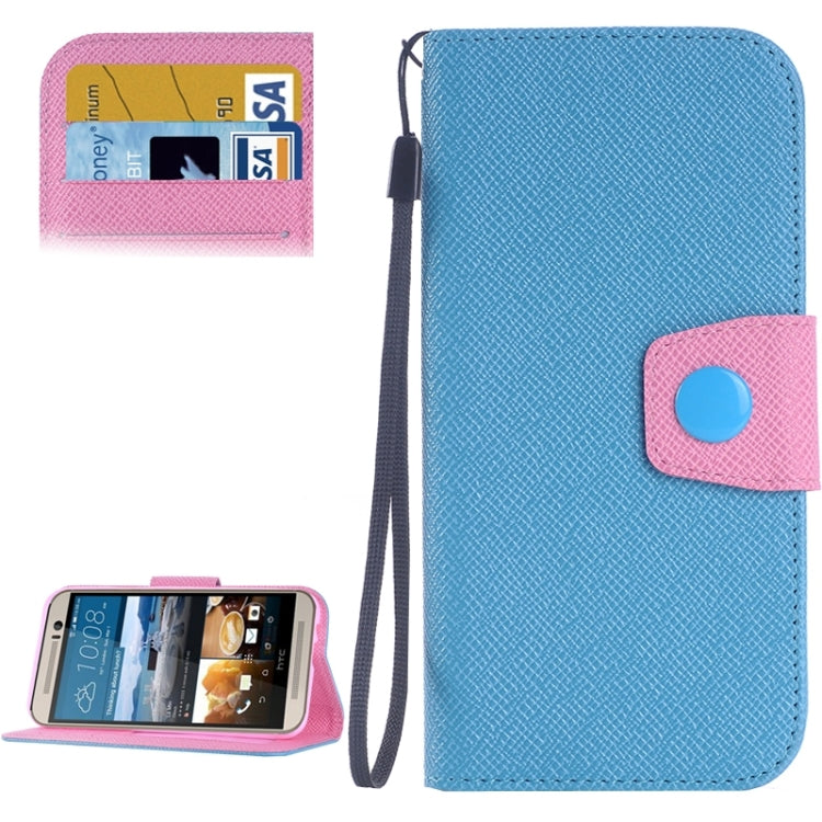 Cross Texture Contrast Color PU Flip Leather Case with Holder & Card Slots & Wallet & Lanyard for HTC One M9