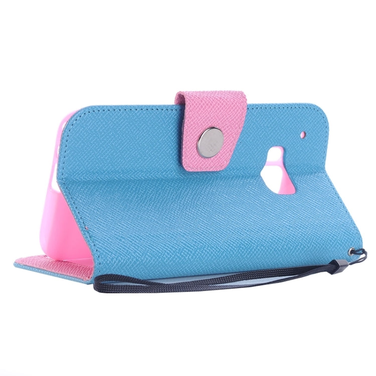 Cross Texture Contrast Color PU Flip Leather Case with Holder & Card Slots & Wallet & Lanyard for HTC One M9