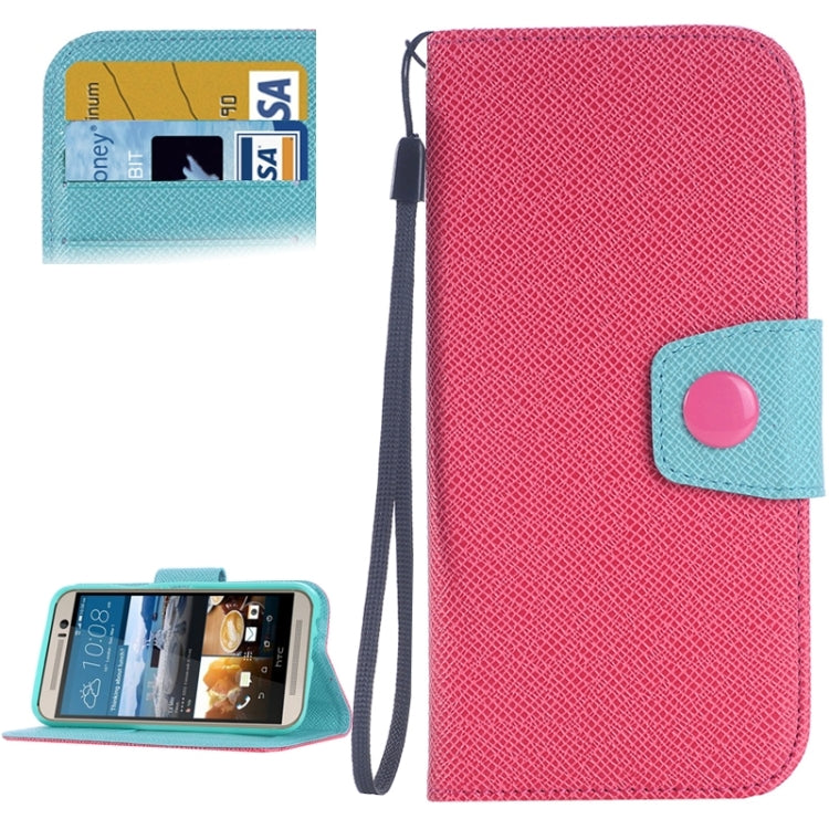 Cross Texture Contrast Color PU Flip Leather Case with Holder & Card Slots & Wallet & Lanyard for HTC One M9