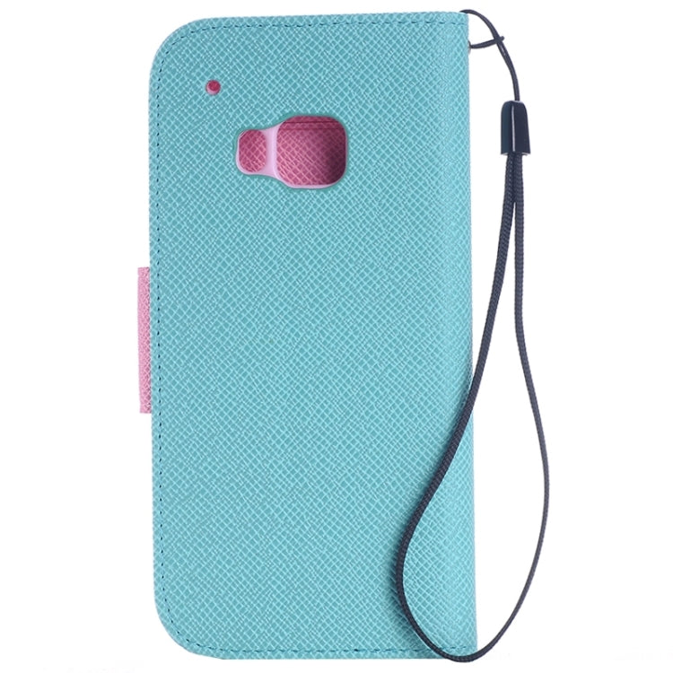 Cross Texture Contrast Color PU Flip Leather Case with Holder & Card Slots & Wallet & Lanyard for HTC One M9