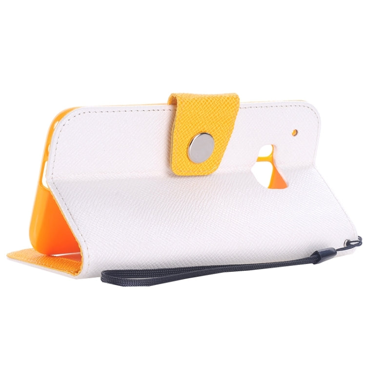 Cross Texture Contrast Color PU Flip Leather Case with Holder & Card Slots & Wallet & Lanyard for HTC One M9