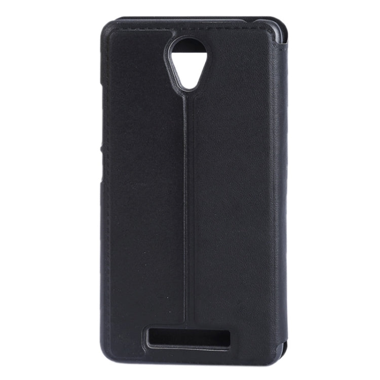 Litchi Texture Horizontal Flip Solid Color Leather Case with Holder & Call Display ID for Xiaomi Redmi Note 2(Black)