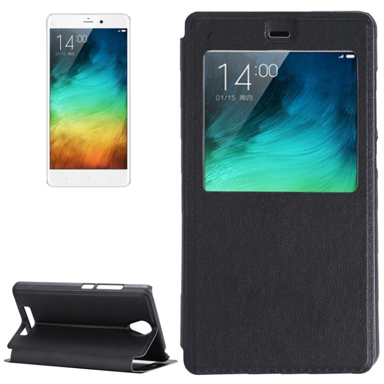 Litchi Texture Horizontal Flip Solid Color Leather Case with Holder & Call Display ID for Xiaomi Redmi Note 2(Black)