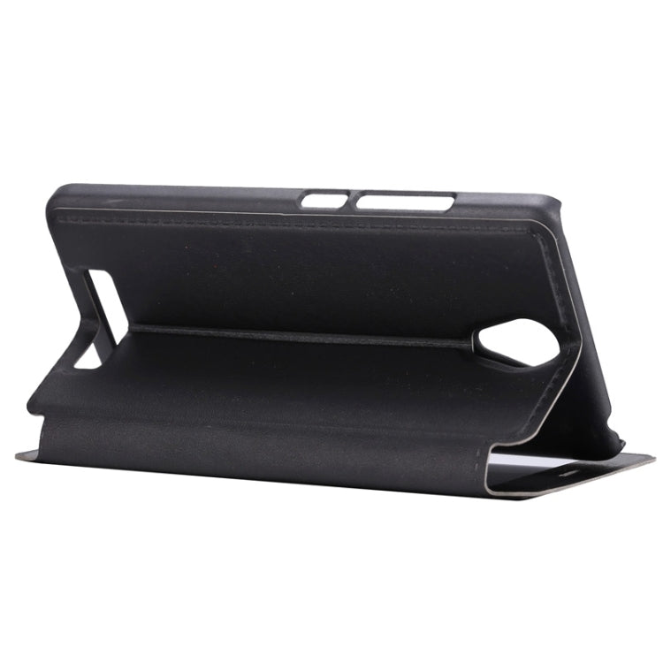 Litchi Texture Horizontal Flip Solid Color Leather Case with Holder & Call Display ID for Xiaomi Redmi Note 2(Black)