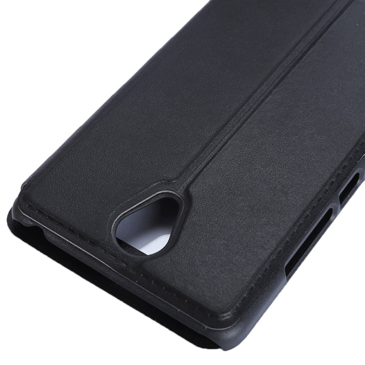 Litchi Texture Horizontal Flip Solid Color Leather Case with Holder & Call Display ID for Xiaomi Redmi Note 2(Black)