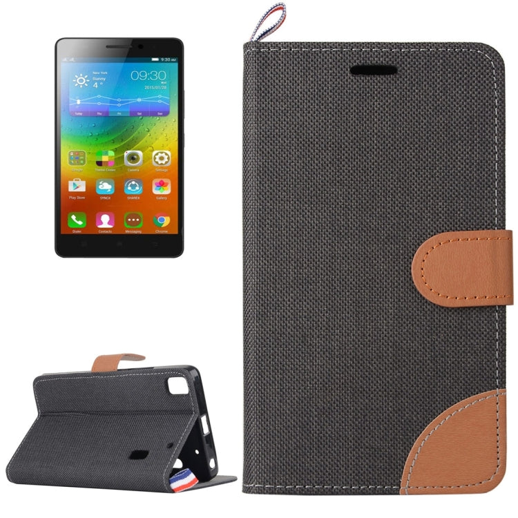 Denim Texture Horizontal Flip Leather Case with Magnetic Snap & Card Slots & Holder & Sling for Lenovo A7000