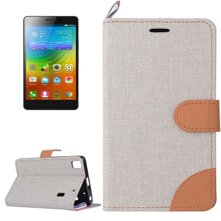Denim Texture Horizontal Flip Leather Case with Magnetic Snap & Card Slots & Holder & Sling for Lenovo A7000