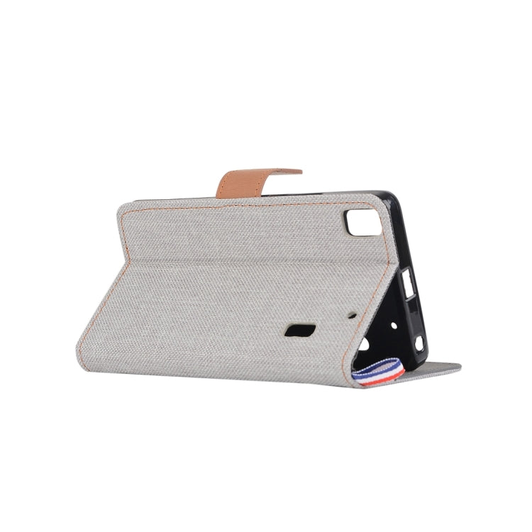 Denim Texture Horizontal Flip Leather Case with Magnetic Snap & Card Slots & Holder & Sling for Lenovo A7000