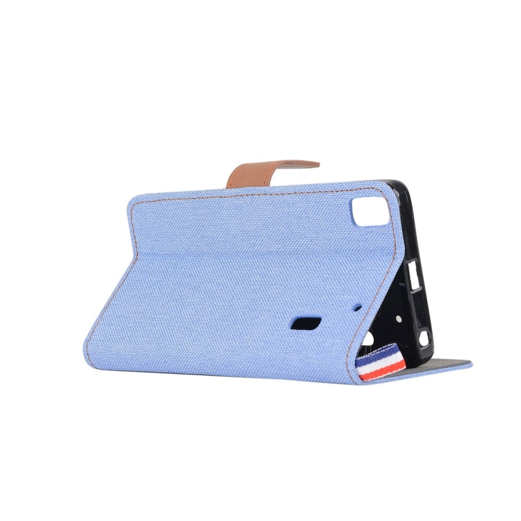 Denim Texture Horizontal Flip Leather Case with Magnetic Snap & Card Slots & Holder & Sling for Lenovo A7000