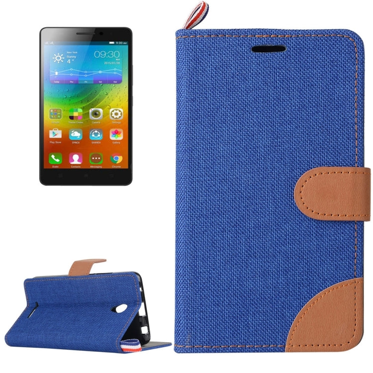 Denim Texture Horizontal Flip Leather Case with Magnetic Snap & Card Slots & Holder & Sling for Lenovo A5000
