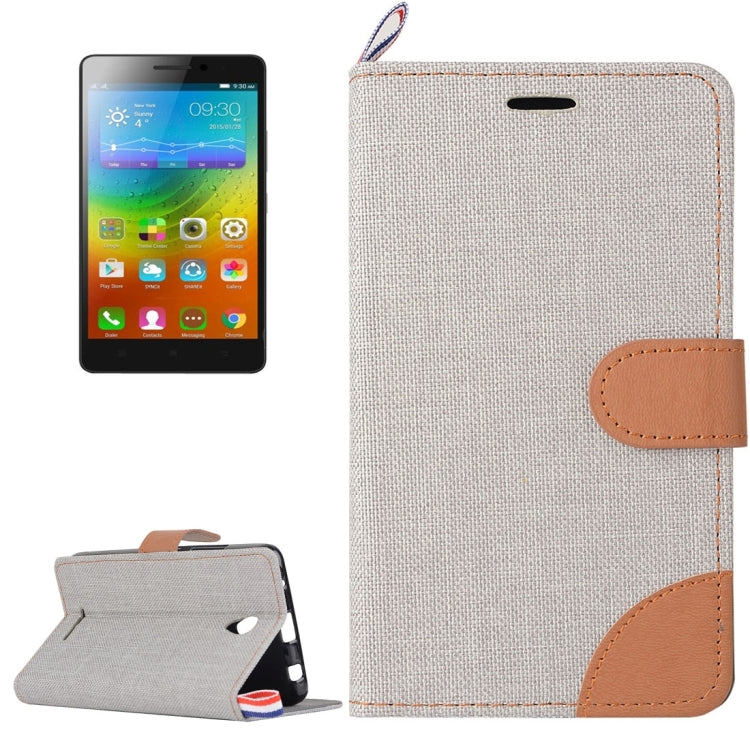 Denim Texture Horizontal Flip Leather Case with Magnetic Snap & Card Slots & Holder & Sling for Lenovo A5000