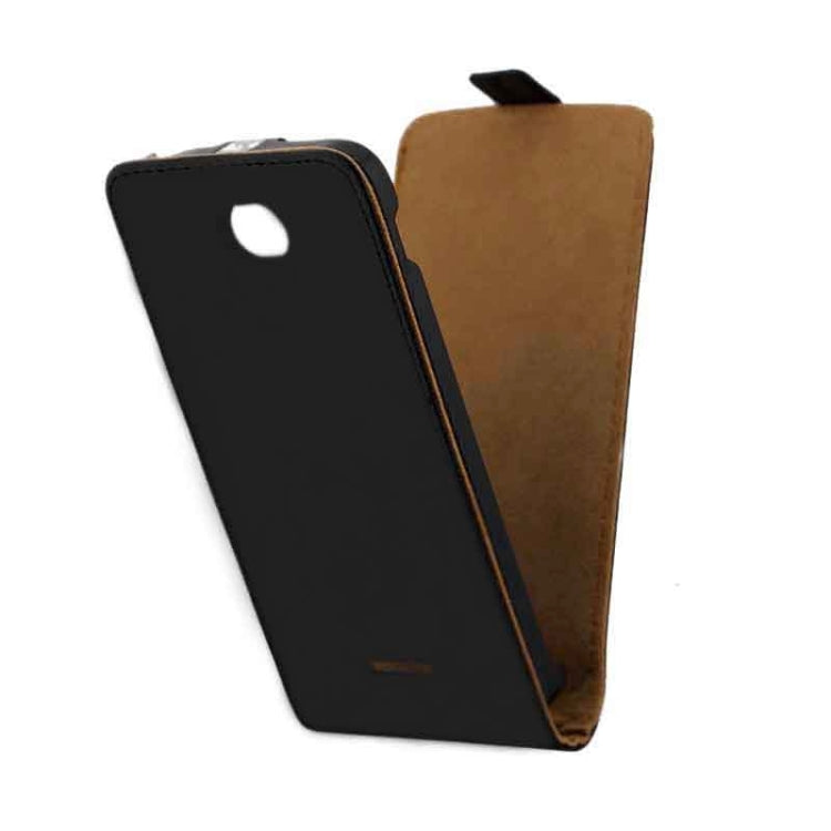 Vertical Flip Magnetic Button Leather Case for Sony Xperia E4(Black)