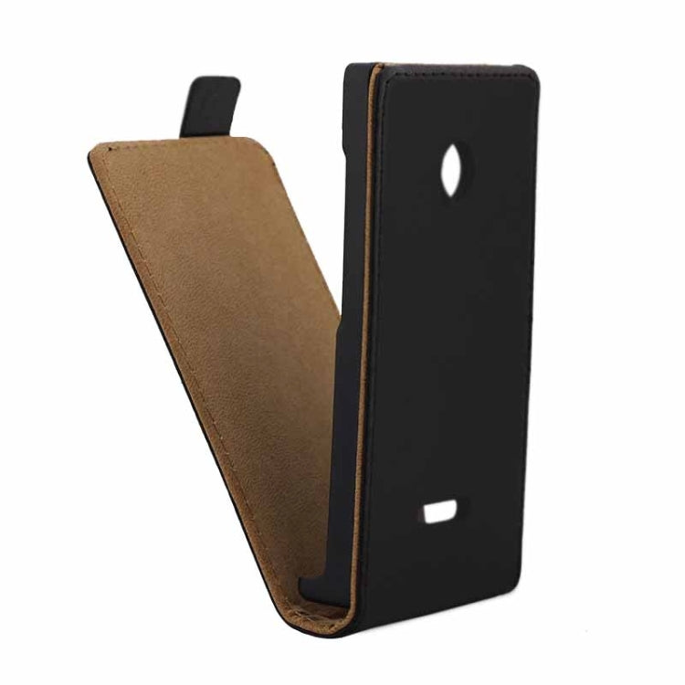 Vertical Flip Magnetic Button Leather Case for Microsoft Lumia 435(Black)