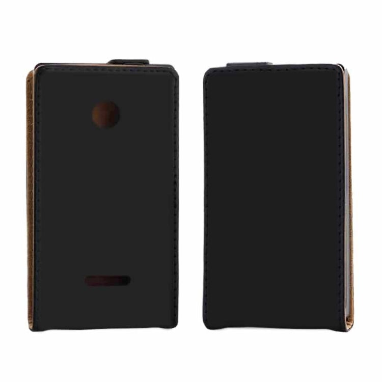 Vertical Flip Magnetic Button Leather Case for Microsoft Lumia 532(Black)