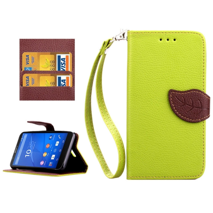 Leaf Magnetic Snap Litchi Texture Horizontal Flip Leather Case with Card Slots & Wallet & Holder & Lanyard for Sony Xperia E4