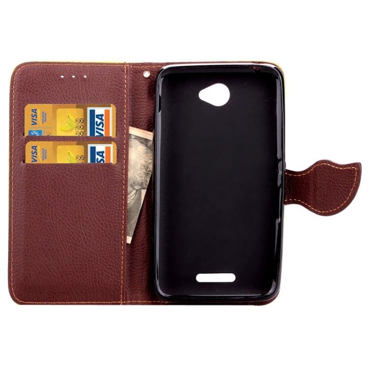 Leaf Magnetic Snap Litchi Texture Horizontal Flip Leather Case with Card Slots & Wallet & Holder & Lanyard for Sony Xperia E4