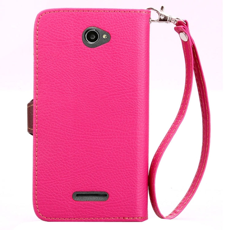 Leaf Magnetic Snap Litchi Texture Horizontal Flip Leather Case with Card Slots & Wallet & Holder & Lanyard for Sony Xperia E4