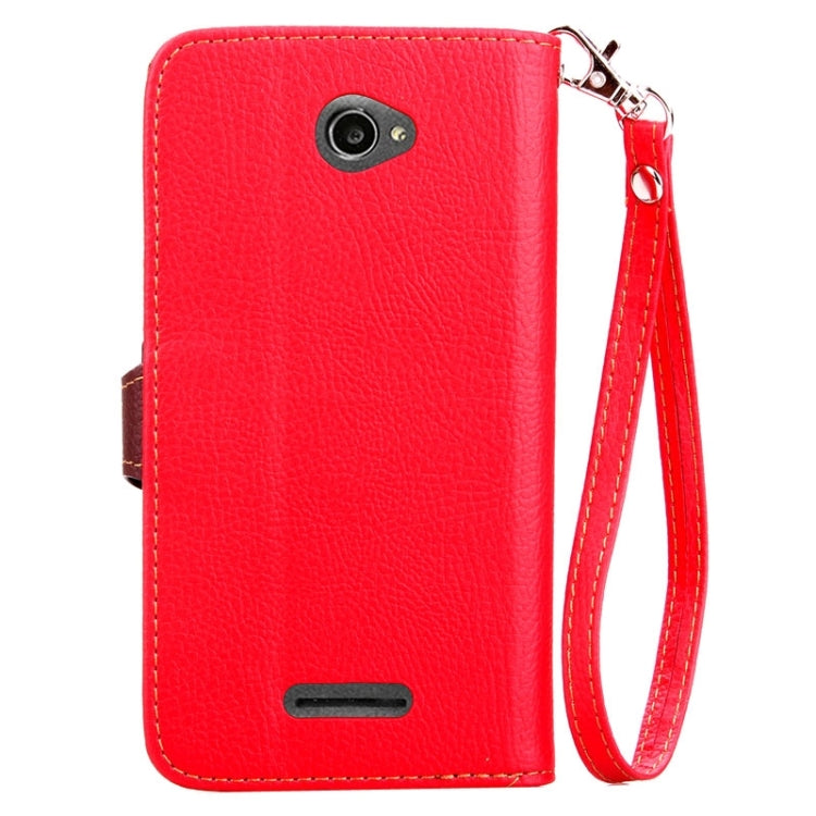 Leaf Magnetic Snap Litchi Texture Horizontal Flip Leather Case with Card Slots & Wallet & Holder & Lanyard for Sony Xperia E4